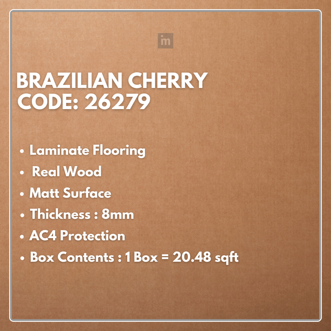 26279 - BRAZILIAN CHERRY - AC4 8MM - REAL WOOD - MATT SURFACE - LAMINATE FLOORING
