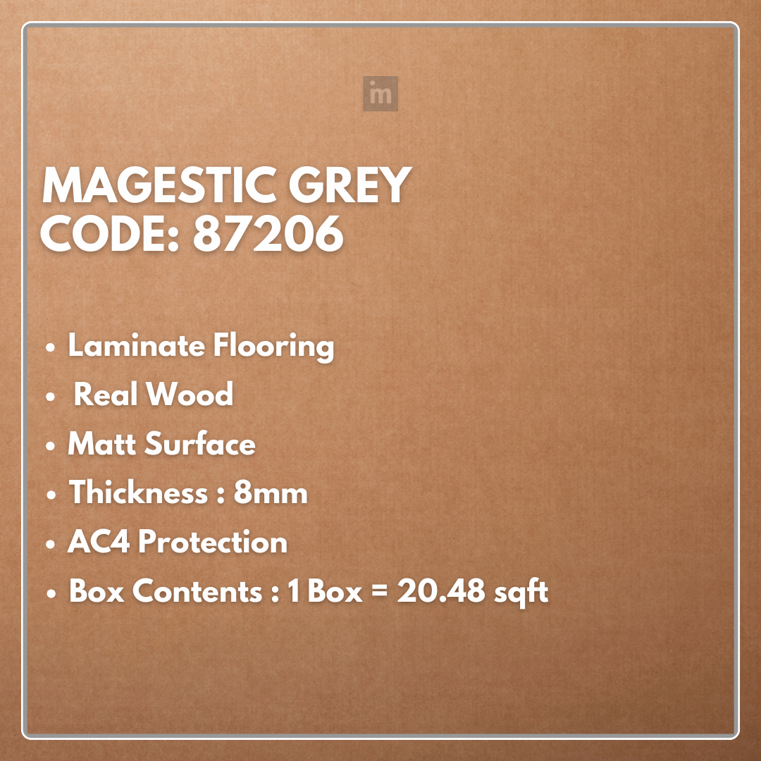 87206 - MAGESTIC GREY - AC4 8MM - REAL WOOD - MATT SURFACE - LAMINATE FLOORING