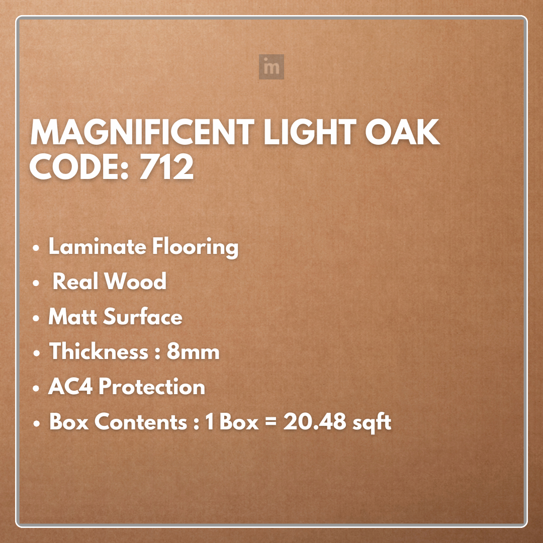712 - MAGNIFICENT LIGHT OAK - AC4 8MM - REAL WOOD - MATT SURFACE - LAMINATE FLOORING