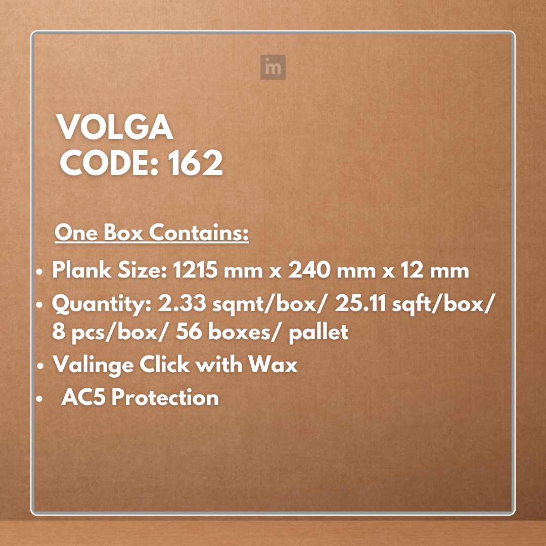162 - VOLGA - AC5 1215MM X 240MM X 12MM - RUSTIC ROYAL OAK COLLECTION - LAMINATE FLOORING