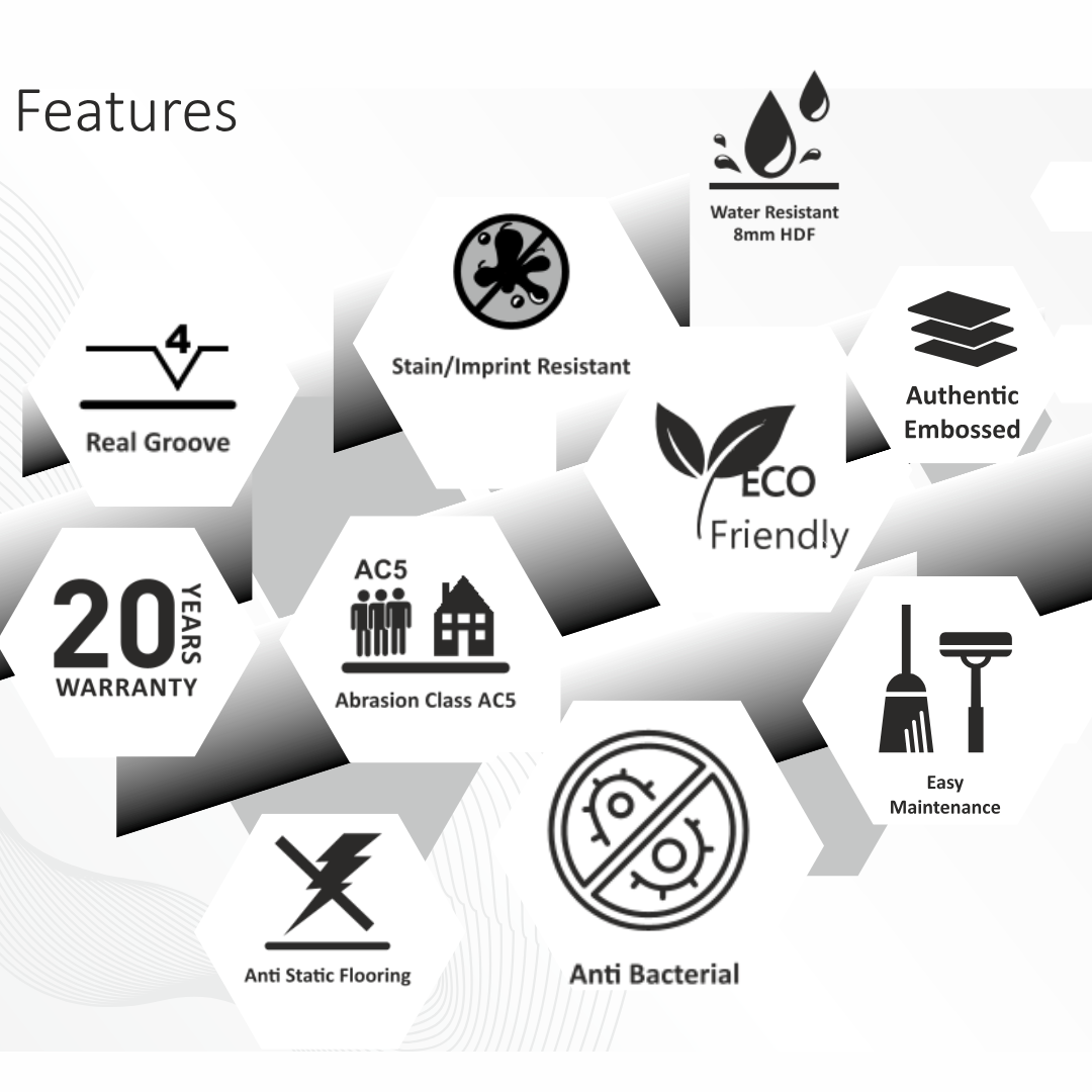 9105 - OATMEAL - AC5 1216MM X 168MM X 8MM - RESERVE COLLECTION - LAMINATE WOODEN FLOORING