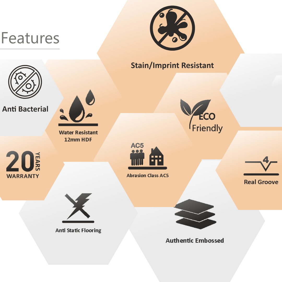 650 - HARVEST OAK - AC5 1217MM X 197MM X 12MM - RADIANT - LAMINATE WOODEN FLOORING