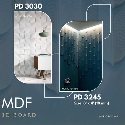 PD- 3030 - 12 MM  HDHMR MDF PANEL -  ( 8 FT X 4FT  ) - MDF 3D BOARD