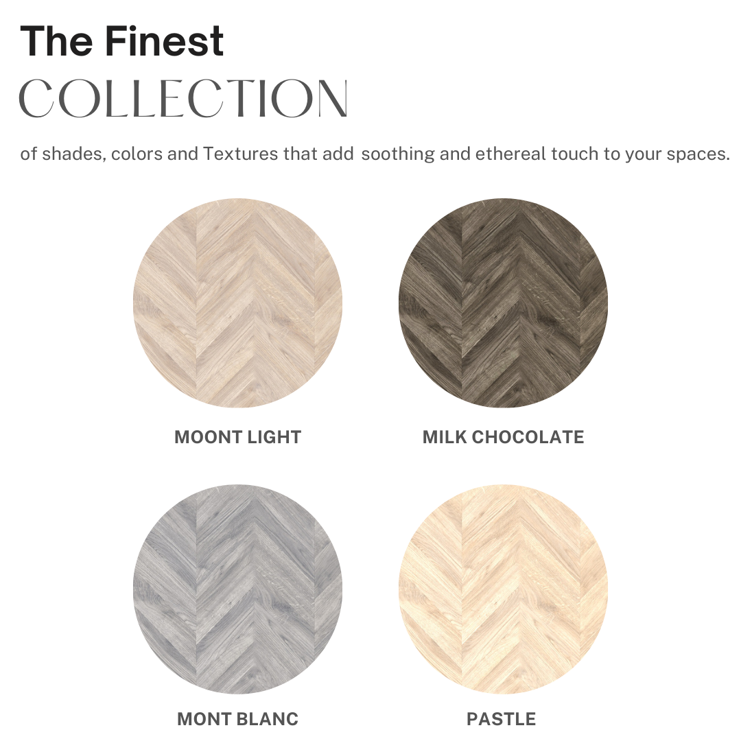 1884 - MILK CHOCOLATE -  8MM - CHEVRON COLLECTION - MATT SURFACE - REAL WOOD - LAMINATE FLOORING