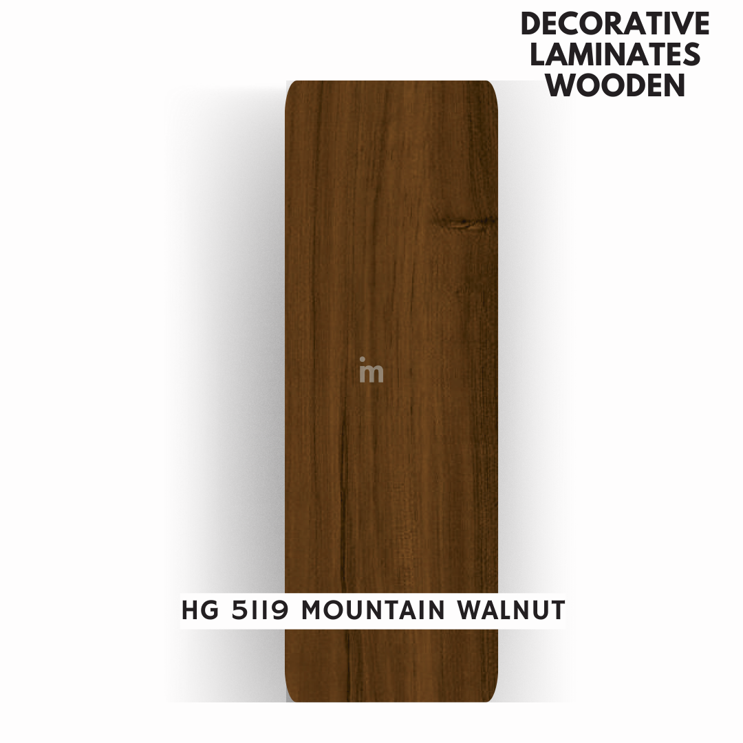 HG- 5119 MOUNTAIN WALNUT  / HIGH GLOSS   / DECORATIVE LAMINATE / THINK LUXURY  - 1MM - 8FT x 4FT