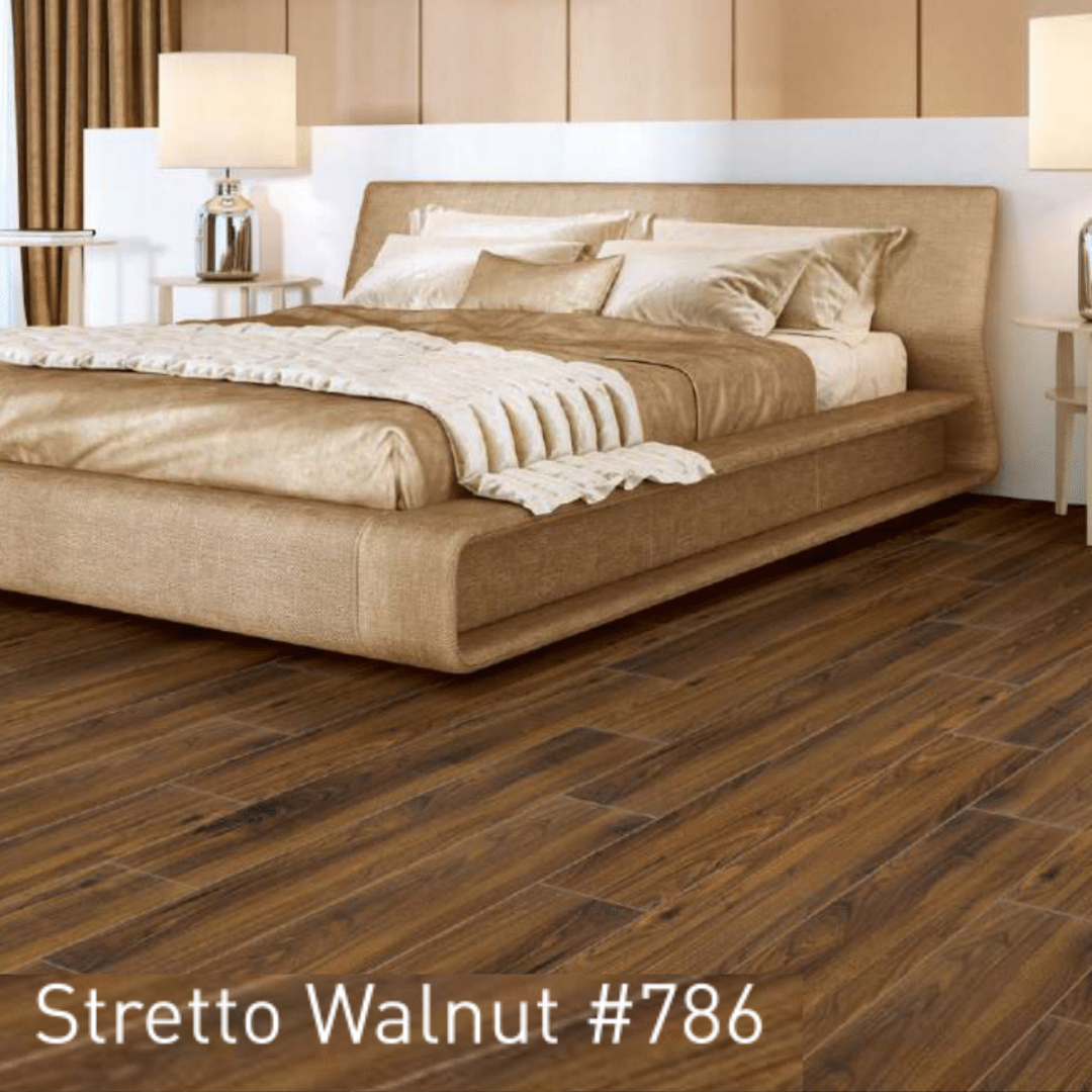 786 - STRETTO WALNUT - AC4 1218MM X 198MM X 8MM - MAJESTIC - LAMINATE WOODEN  FLOORING