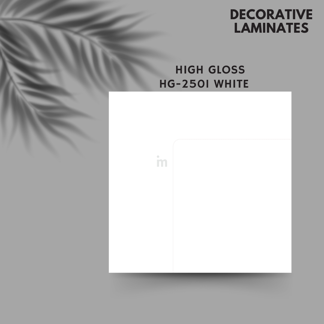 HG 2501 WHITE / EUROPEAN HIGH GLOSS / PLAIN COLOR / DECORATIVE LAMINATE / THINK LUXURY  - 1MM - 8FT x 4FT