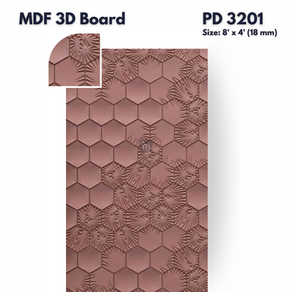 PD- 3201 - 18 MM  HDHMR MDF PANEL -  ( 8 FT X 4FT  ) - MDF 3D BOARD