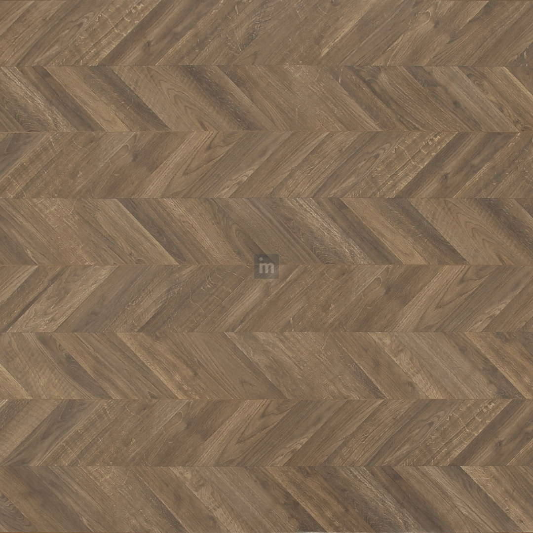1884 - MILK CHOCOLATE -  8MM - CHEVRON COLLECTION - MATT SURFACE - REAL WOOD - LAMINATE FLOORING