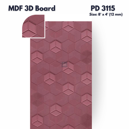 PD- 3115 - 12 MM  HDHMR MDF PANEL -  ( 8 FT X 4FT  ) - MDF 3D BOARD