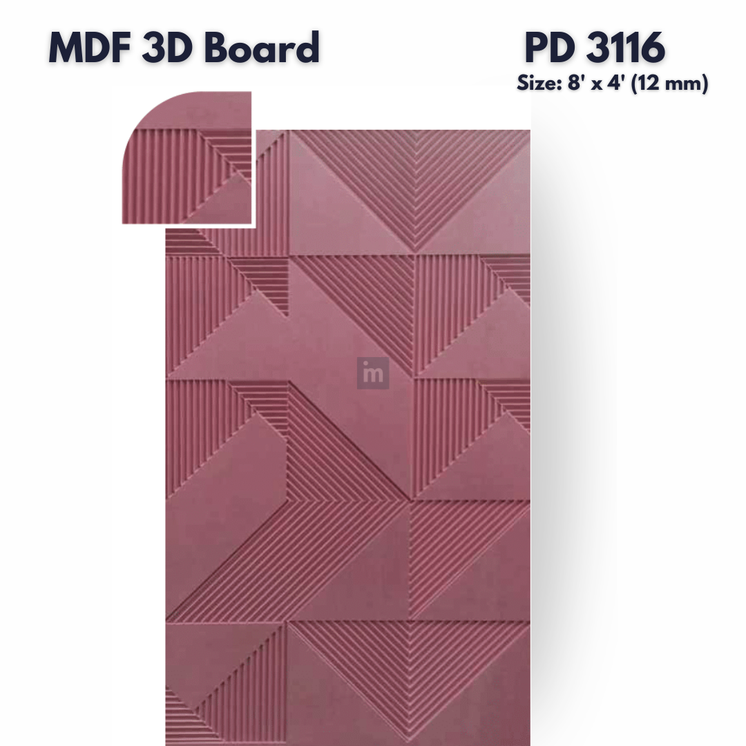 PD- 3116 - 12 MM  HDHMR MDF PANEL -  ( 8 FT X 4FT  ) - MDF 3D BOARD