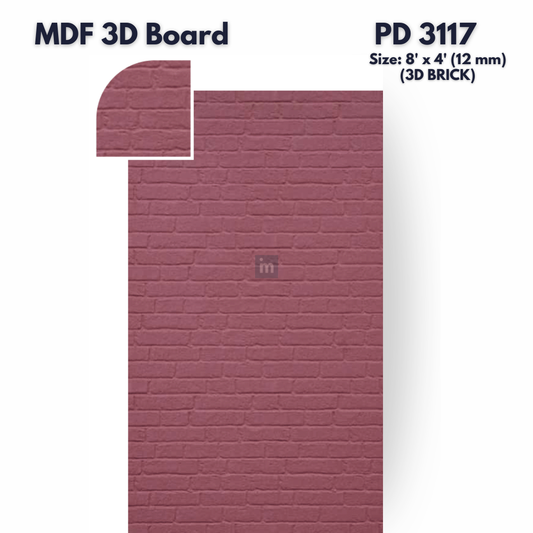 PD- 3117 - 12 MM  HDHMR MDF PANEL -  ( 8 FT X 4FT  ) - MDF 3D BOARD