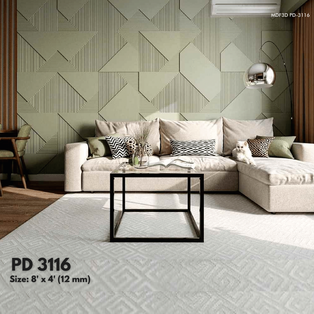 PD- 3116 - 12 MM  HDHMR MDF PANEL -  ( 8 FT X 4FT  ) - MDF 3D BOARD