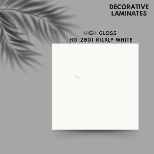 HG 2601 MILKY WHITE / EUROPEAN HIGH GLOSS / PLAIN COLOR / DECORATIVE LAMINATE / THINK LUXURY  - 1MM - 8FT x 4FT