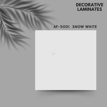 AF 5001 SNOW WHITE / ANTI FINGER MARKS / DECORATIVE LAMINATE / THINK LUXURY  - 1MM - 8FT x 4FT