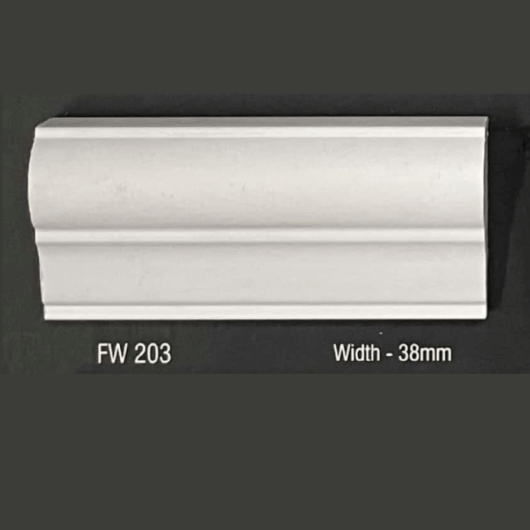 FW 203- 38MM WIDTH - ULTRA WHITE - FLOURISH INTERIOR MOULDING