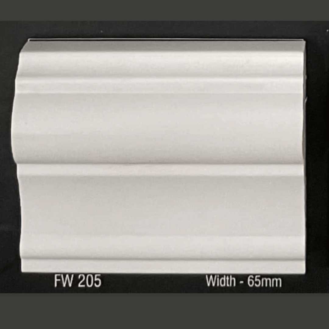 FW 205- 65MM WIDTH - ULTRA WHITE - FLOURISH INTERIOR MOULDING