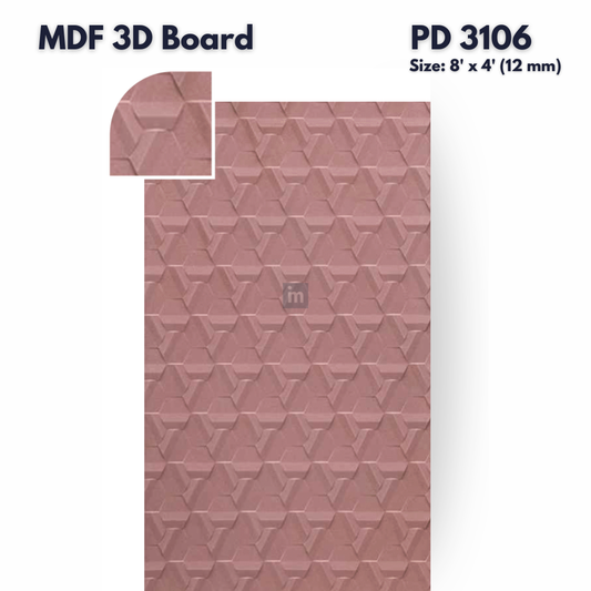 PD- 3106 - 12 MM  HDHMR MDF PANEL -  ( 8 FT X 4FT  ) - MDF 3D BOARD