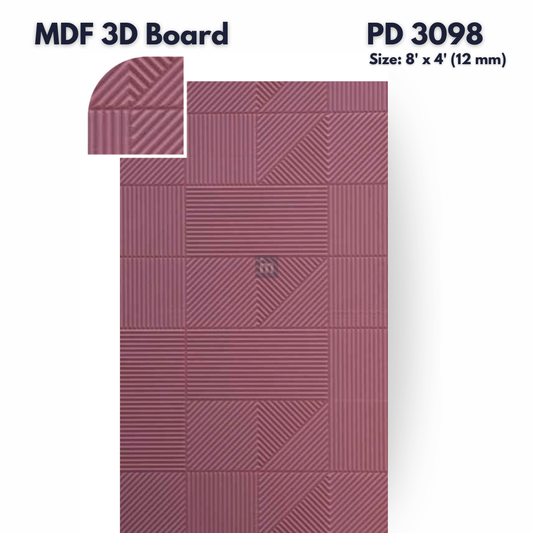 PD- 3098 - 12 MM  HDHMR MDF PANEL -  ( 8 FT X 4FT  ) - MDF 3D BOARD