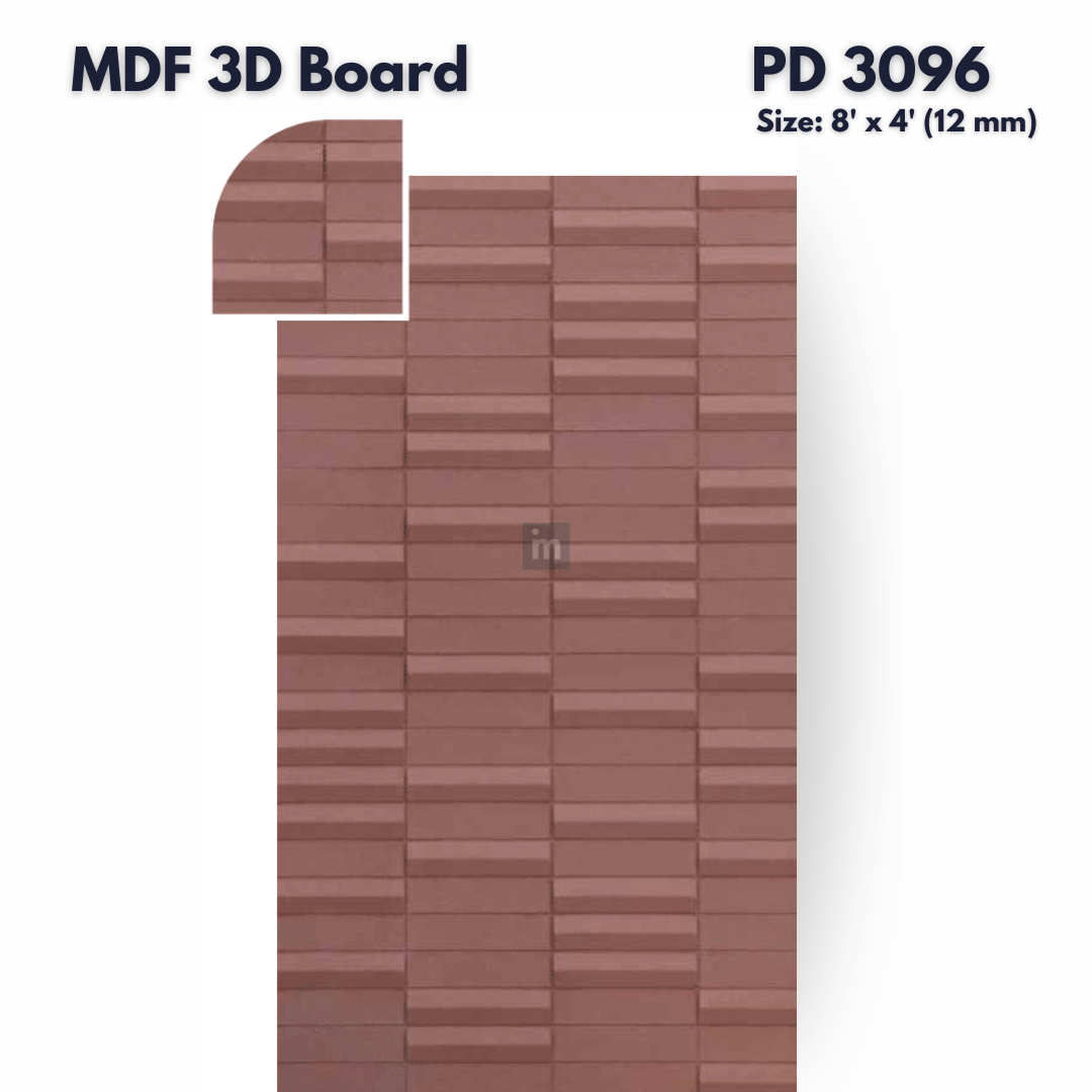 PD- 3096 - 12 MM  HDHMR MDF PANEL -  ( 8 FT X 4FT  ) - MDF 3D BOARD