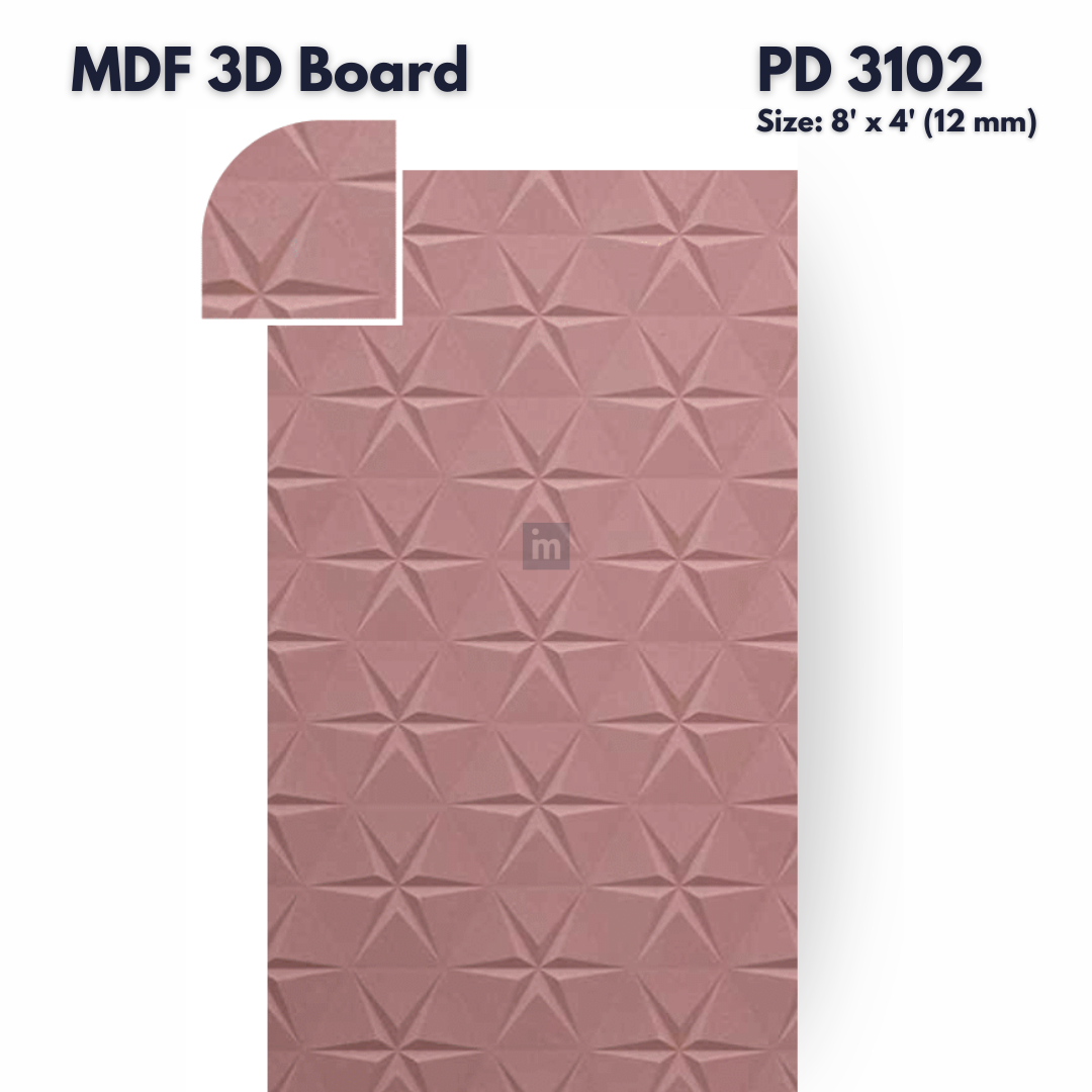 PD- 3102 - 12 MM  HDHMR MDF PANEL -  ( 8 FT X 4FT  ) - MDF 3D BOARD