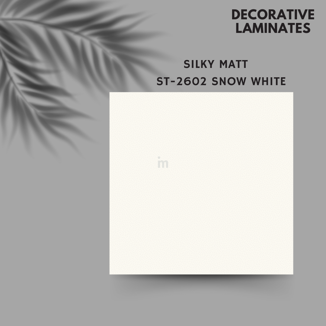 ST 2602 SNOW WHITE / EUROPEAN SILKY MATT / PLAIN COLOR / DECORATIVE LAMINATE / THINK LUXURY  - 1MM - 8FT x 4FT