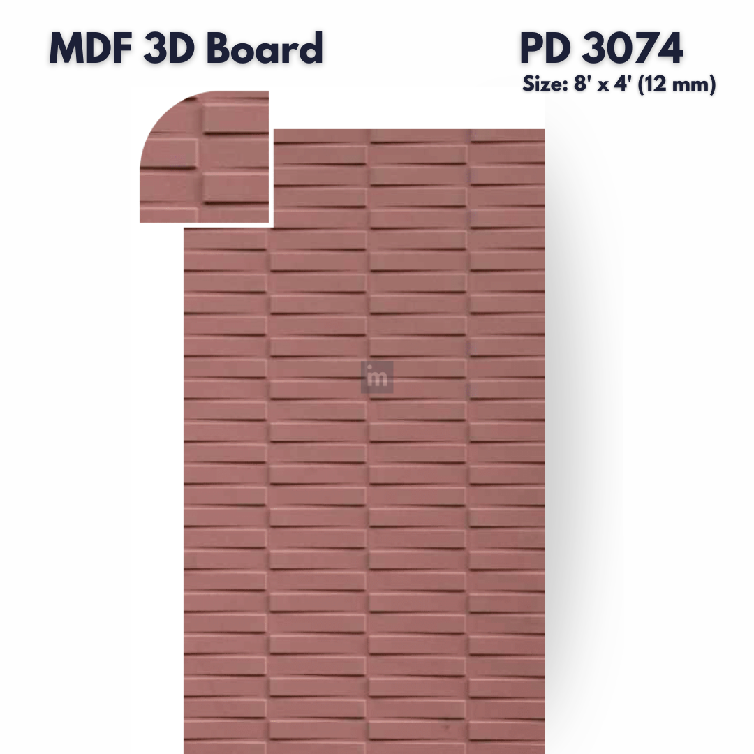 PD- 3074 - 12 MM  HDHMR MDF PANEL -  ( 8 FT X 4FT  ) - MDF 3D BOARD