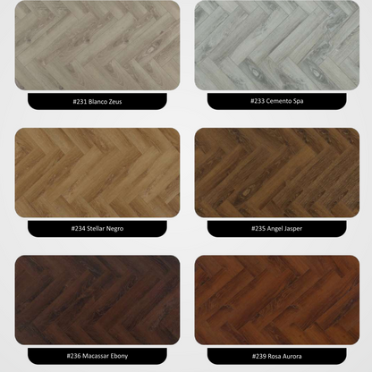 236 - MACASSAR EBONY - AC5  470MM X 95MM X 12MM - HERRINGBONE COLLECTION - REAL WOOD - MATT SURFACE - LAMINATE FLOORING