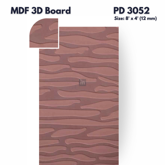 PD- 3052 - 12 MM  HDHMR MDF PANEL -  ( 8 FT X 4FT  ) - MDF 3D BOARD