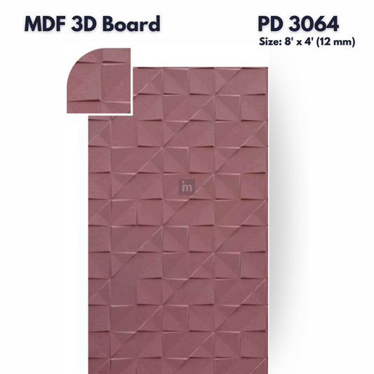 PD- 3064 - 12 MM  HDHMR MDF PANEL -  ( 8 FT X 4FT  ) - MDF 3D BOARD