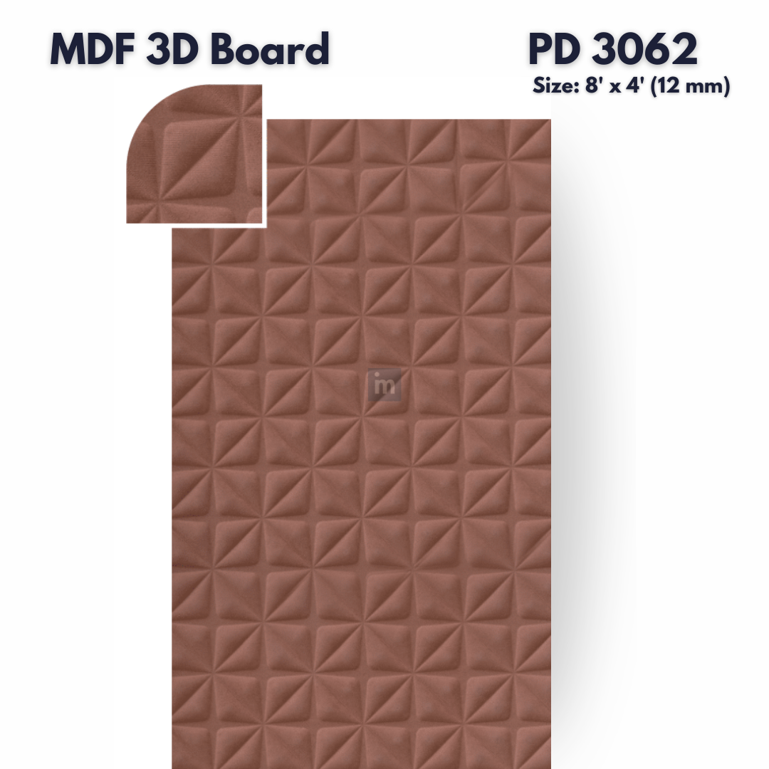 PD- 3062 - 12 MM  HDHMR MDF PANEL -  ( 8 FT X 4FT  ) - MDF 3D BOARD