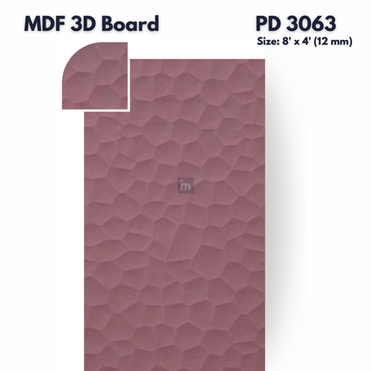 PD- 3063 - 12 MM  HDHMR MDF PANEL -  ( 8 FT X 4FT  ) - MDF 3D BOARD