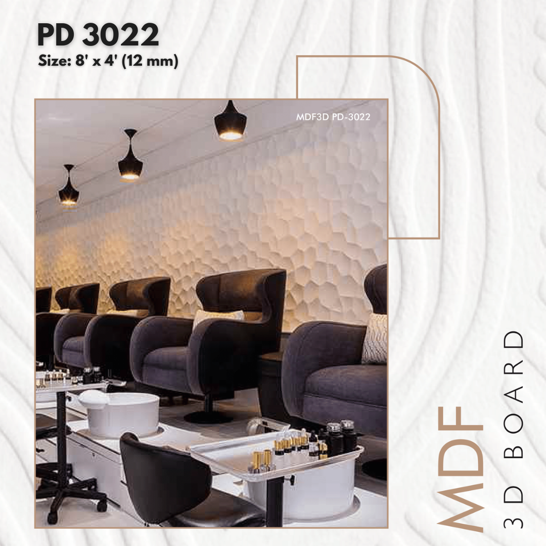 PD- 3022 - 12 MM  HDHMR MDF PANEL -  ( 8 FT X 4FT  ) - MDF 3D BOARD