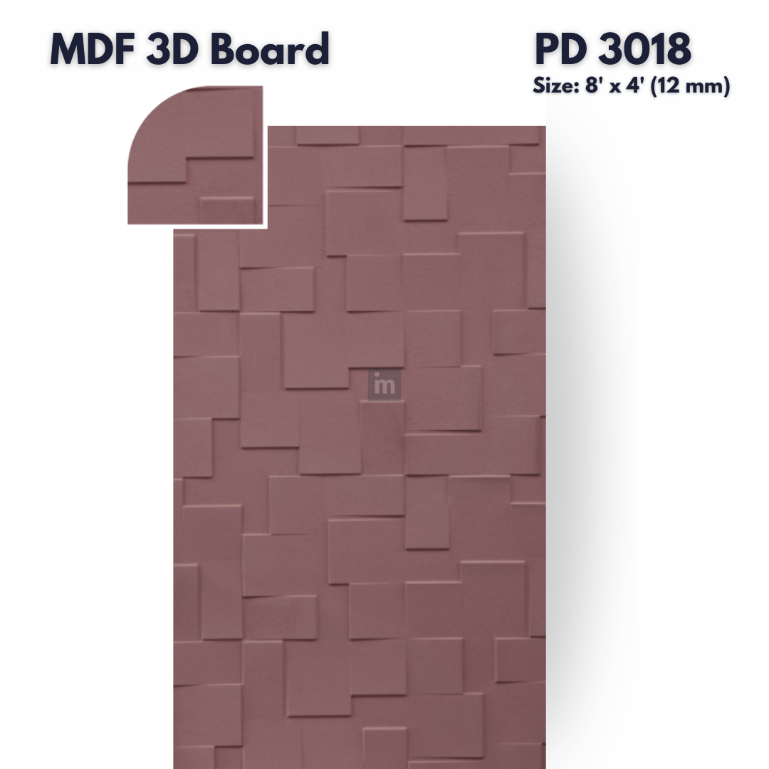 PD- 3018 - 12 MM  HDHMR MDF PANEL -  ( 8 FT X 4FT  ) - MDF 3D BOARD