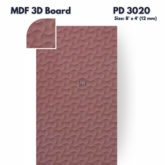 PD- 3020 - 12 MM  HDHMR MDF PANEL -  ( 8 FT X 4FT  ) - MDF 3D BOARD