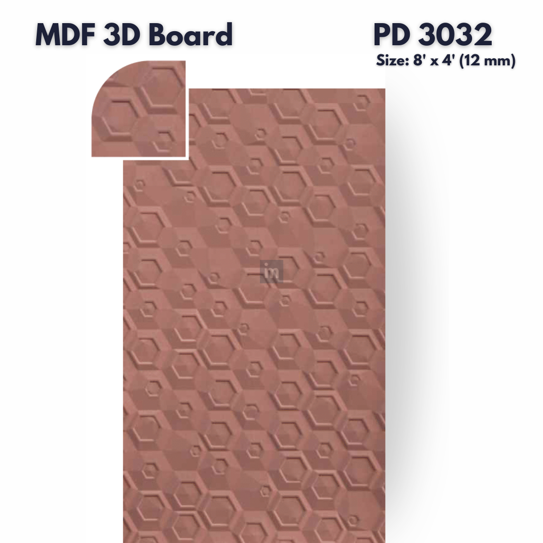 PD- 3032 - 12 MM  HDHMR MDF PANEL -  ( 8 FT X 4FT  ) - MDF 3D BOARD