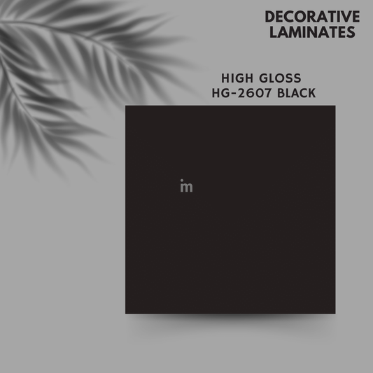 HG 2607 BLACK / EUROPEAN HIGH GLOSS / PLAIN COLOR / DECORATIVE LAMINATE / THINK LUXURY  - 1MM - 8FT x 4FT