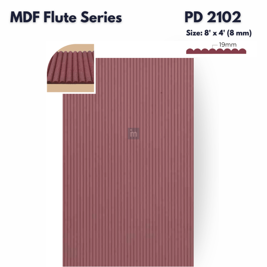 PD- 2102 - 08 MM HDHMR FLUTED PANEL - 3D PANEL (8 FT X 4FT ) - MDF FLUTED SERIES