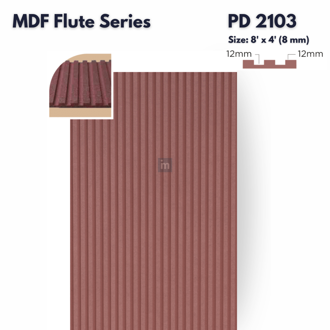 PD- 2103 - 08 MM HDHMR FLUTED PANEL - 3D PANEL (8 FT X 4FT ) - MDF FLUTED SERIES