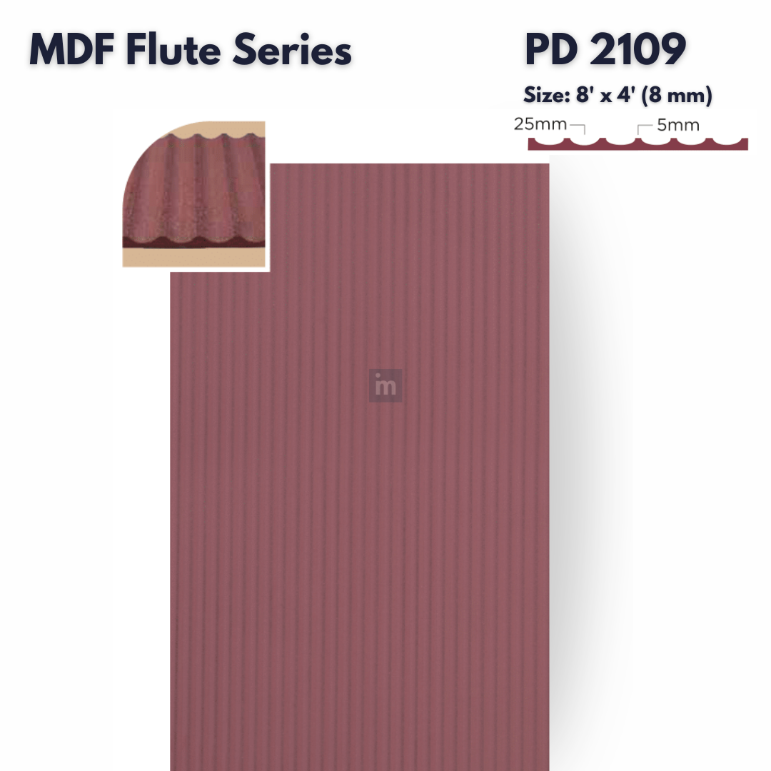 PD- 2109 - 08 MM HDHMR FLUTED PANEL - 3D PANEL (8 FT X 4FT ) - MDF FLUTED SERIES