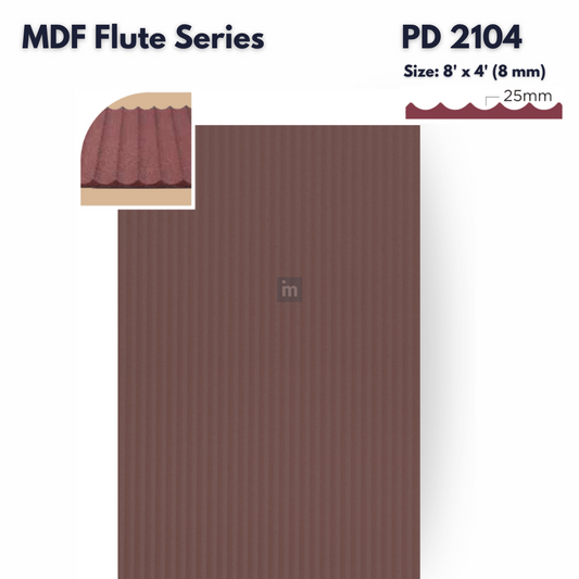 PD- 2104 - 08 MM HDHMR FLUTED PANEL - 3D PANEL (8 FT X 4FT ) - MDF FLUTED SERIES