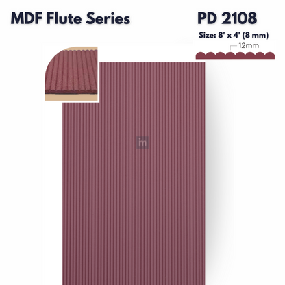 PD- 2108 - 08 MM HDHMR FLUTED PANEL - 3D PANEL (8 FT X 4FT ) - MDF FLUTED SERIES