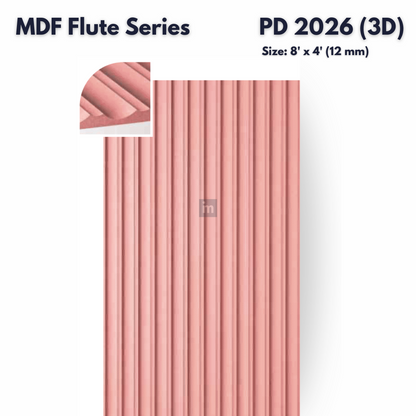 PD- 2026 (3D )  - 12 MM HDHMR FLUTED PANEL - 3D PANEL (8 FT X 4FT ) - MDF FLUTED SERIES