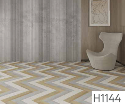 H 1144 - HERRINGBONE / DOUBLE HERRINGBONE / BASKET WEAVE / FLAT - SPC HERRINGBONE FLOORING - 625MM X 125MM X 0.3/5 + 1MM  - STUPA - SPC COLLECTION - FLOORING