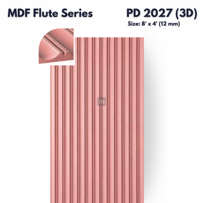 PD- 2027 (3D )  - 12 MM HDHMR FLUTED PANEL - 3D PANEL (8 FT X 4FT ) - MDF FLUTED SERIES