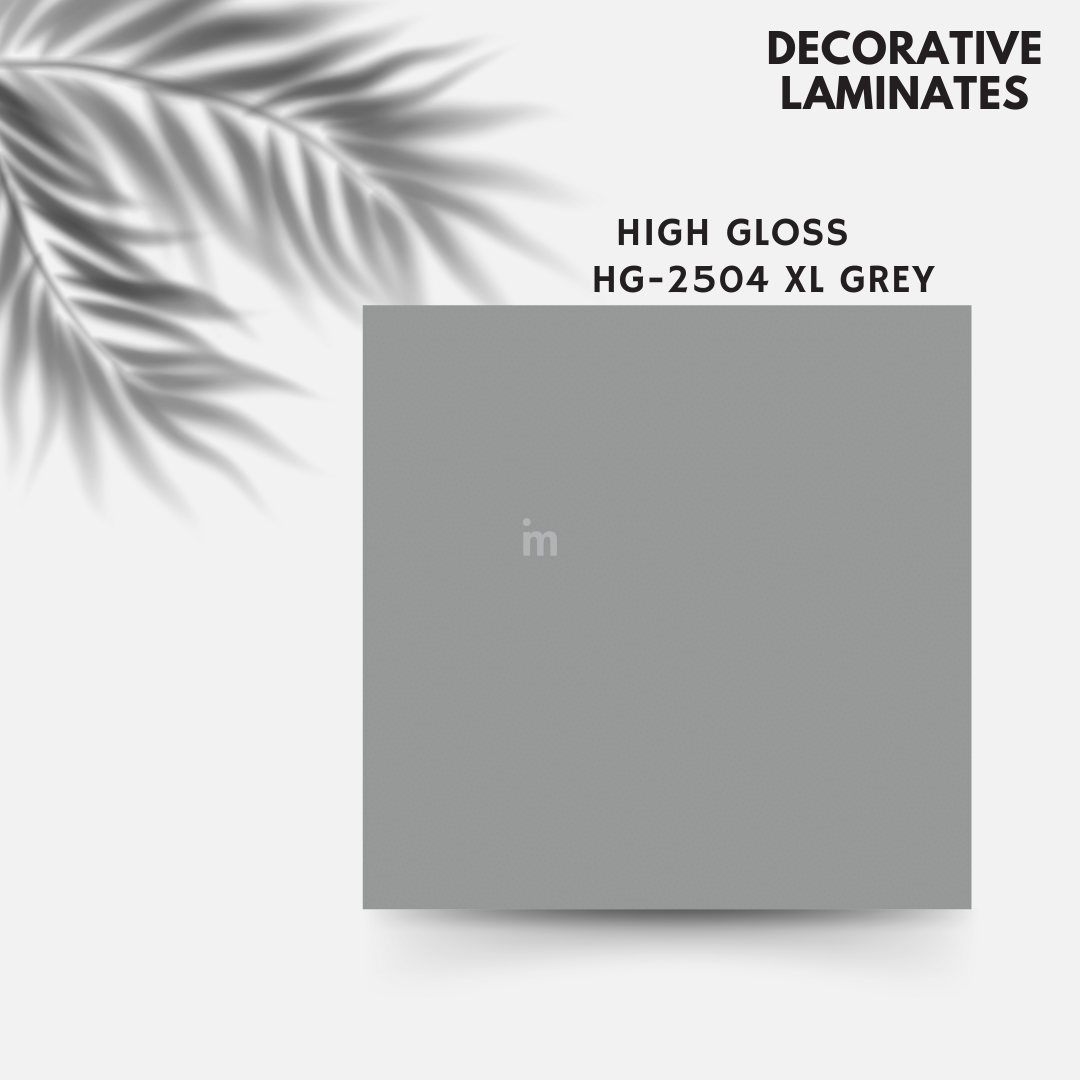 HG 2504 XL GREY / EUROPEAN HIGH GLOSS / PLAIN COLOR / DECORATIVE LAMINATE / THINK LUXURY  - 1MM - 8FT x 4FT