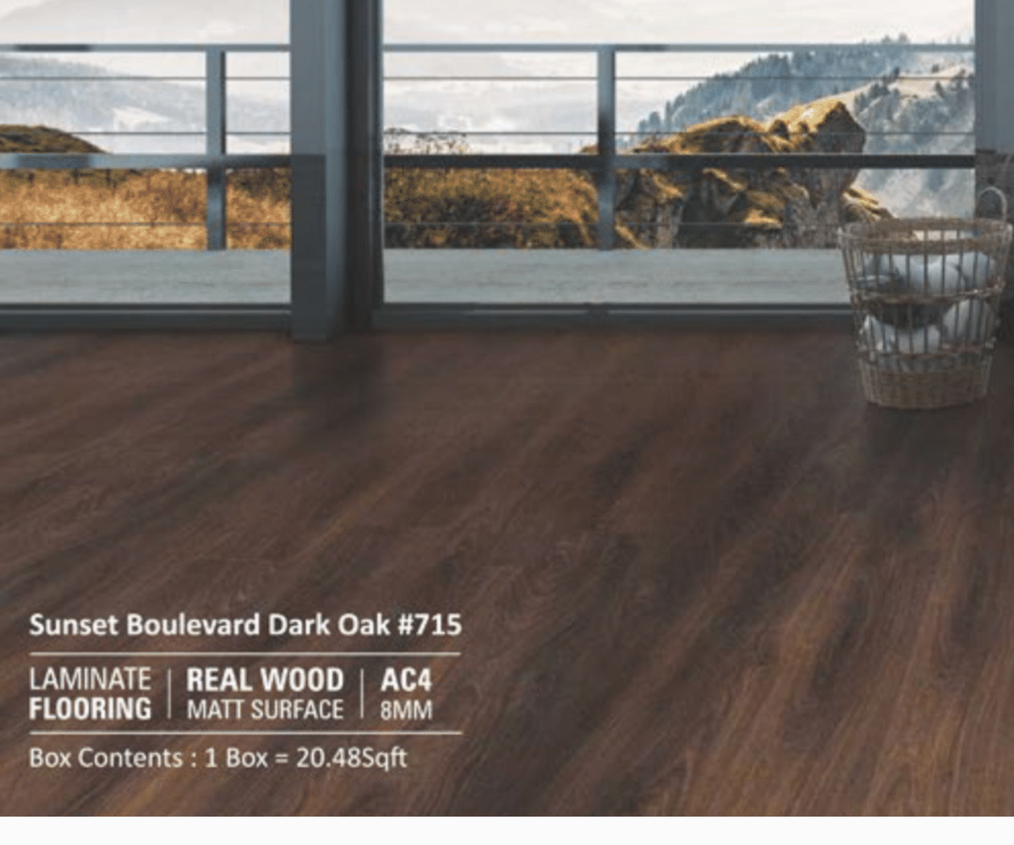 715 - SUNSET BOULEVARD DARK OAK - AC4 8MM - REAL WOOD - MATT SURFACE - LAMINATE FLOORING