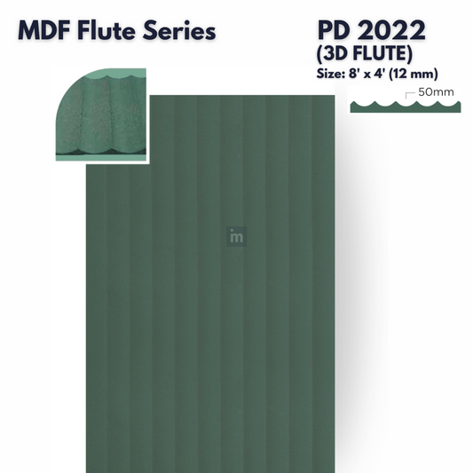 PD- 2022  - 12 MM HDHMR FLUTED PANEL - 3D PANEL (8 FT X 4FT ) - MDF FLUTED SERIES