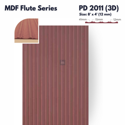 PD- 2011 ( 3D )  - 12 MM HDHMR FLUTED PANEL - 3D PANEL (8 FT X 4FT ) - MDF FLUTED SERIES