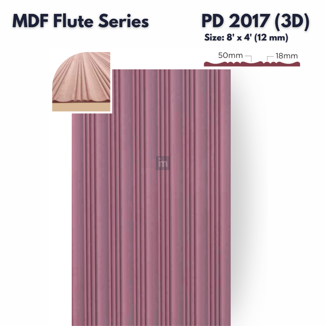 PD- 2017 ( 3D )  - 12 MM HDHMR FLUTED PANEL - 3D PANEL (8 FT X 4FT ) - MDF FLUTED SERIES